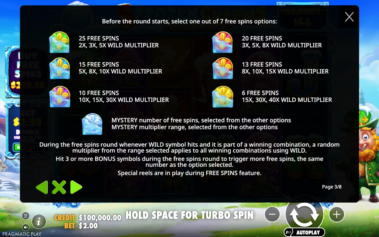 25 free spins 20 free spins — 5 Frozen Charms Megaways