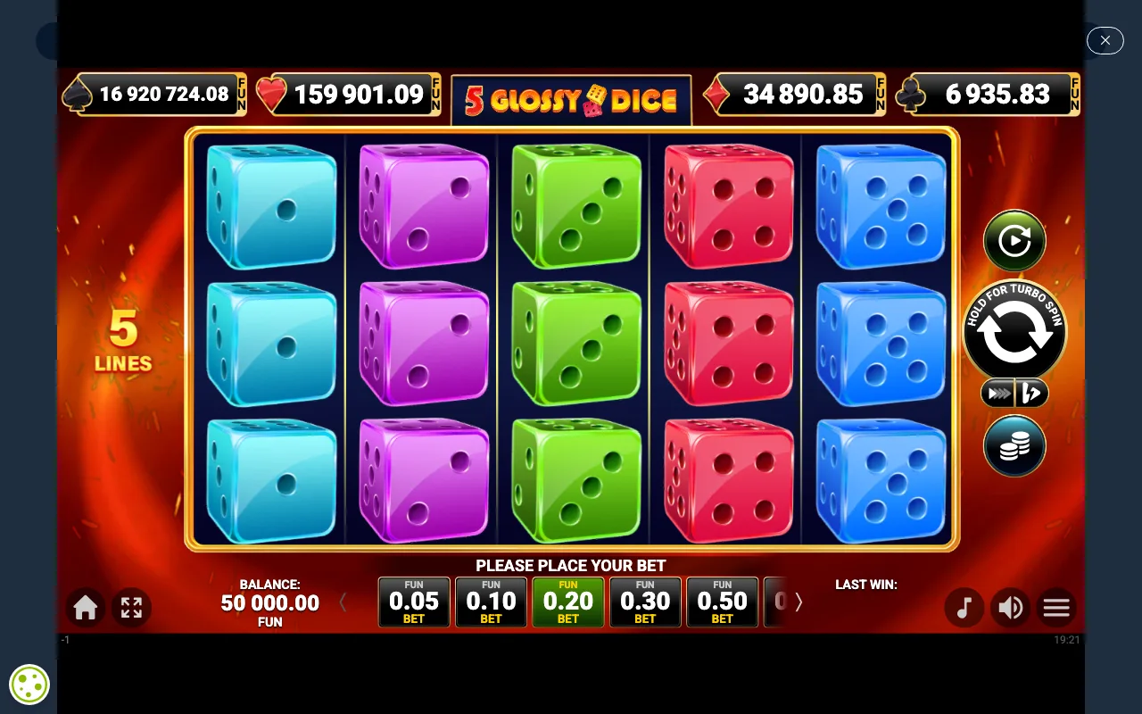 The base game — 5 Glossy Dice