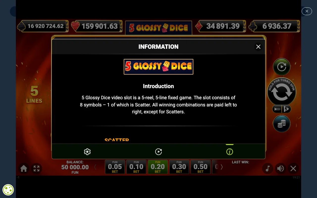 Game rules, page 1 — 5 Glossy Dice