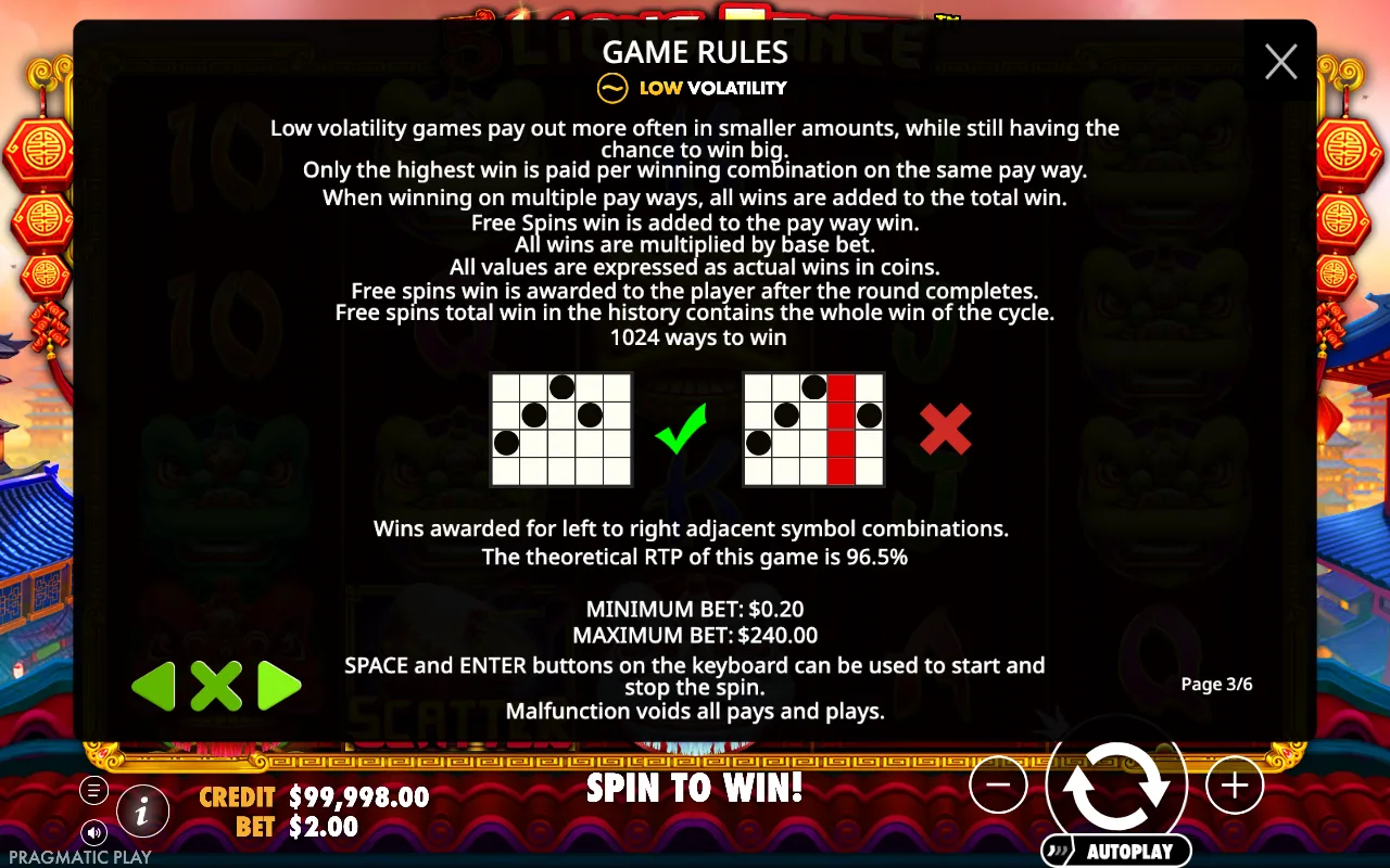 Game rules, page 3 — 5 Lions Dance
