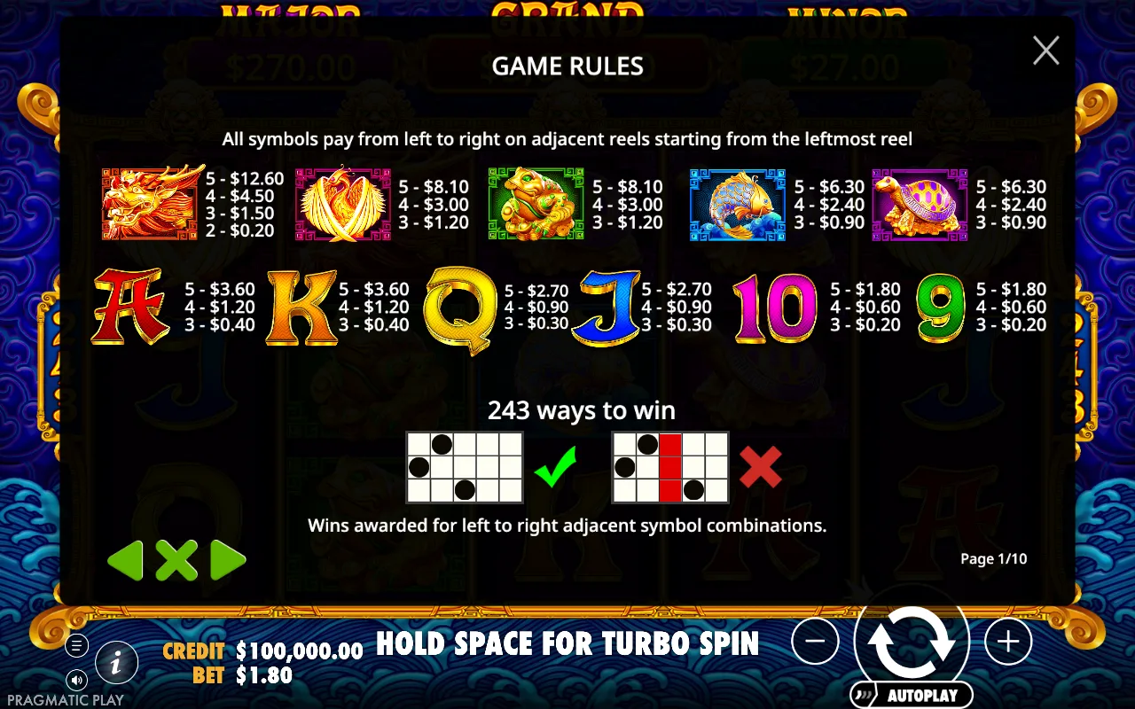 Game rules — 5 Lions Gold