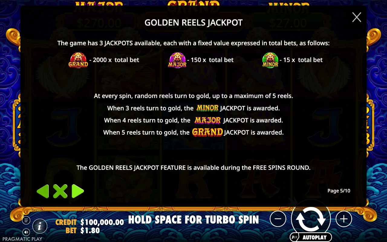 Golden reels jackpot — 5 Lions Gold