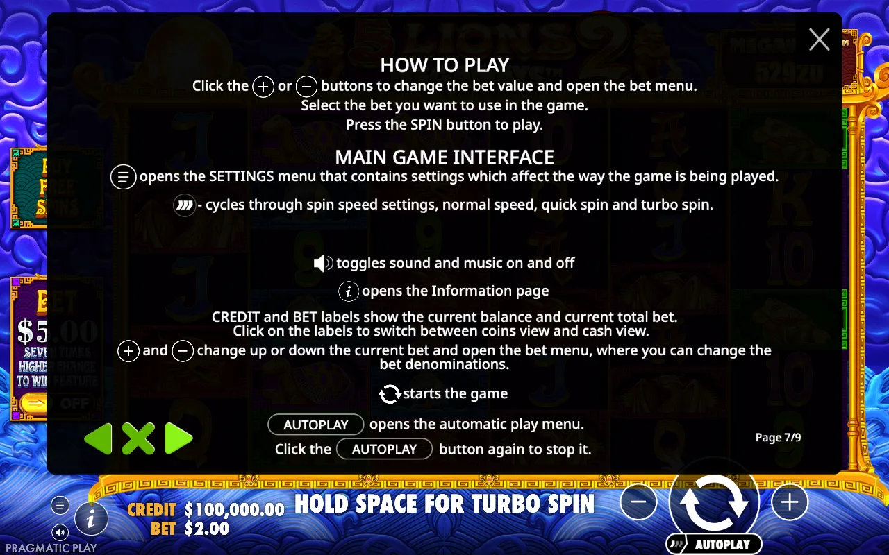 How to play — 5 Lions Megaways 2