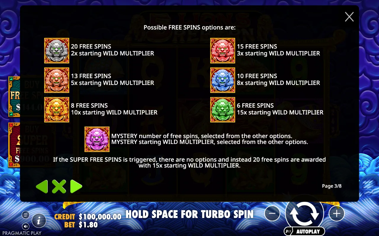 Game rules, page 3 — 5 Lions Reborn