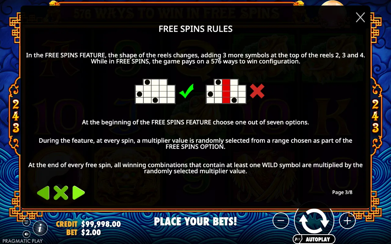 Free spins rules — 5 Lions