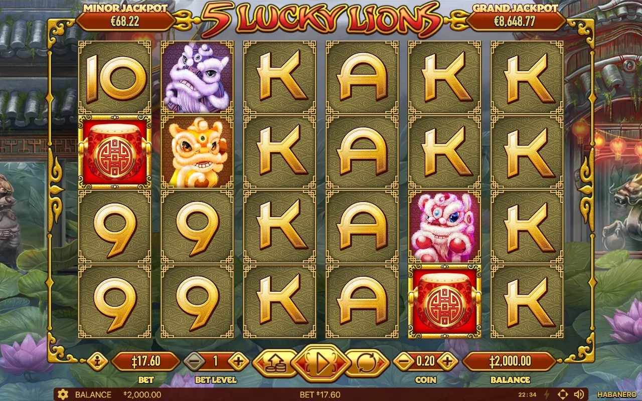 The base game — 5 Lucky Lions