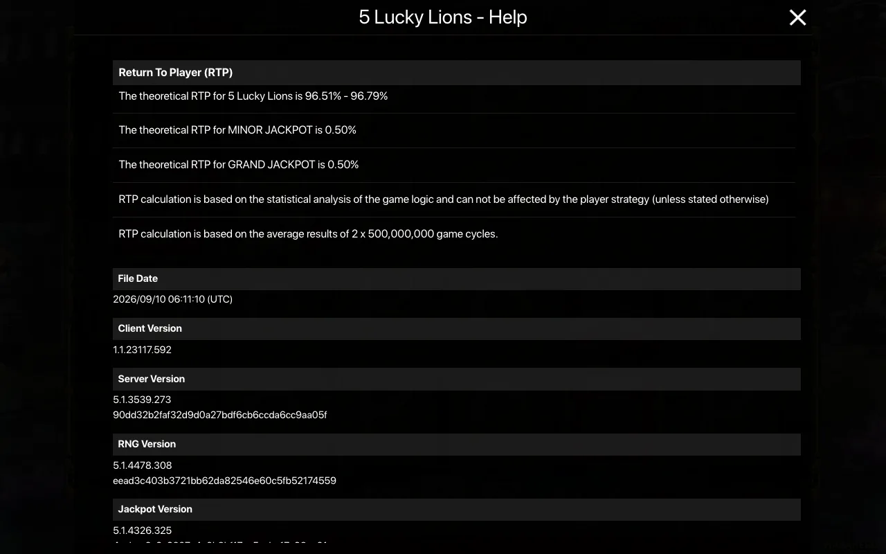 Game rules, page 2 — 5 Lucky Lions