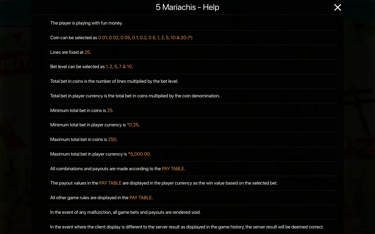Game rules, page 1 — 5 Mariachis