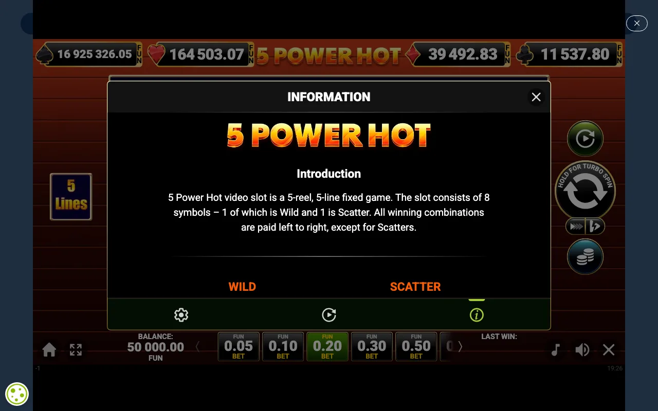 Game rules, page 1 — 5 Power Hot