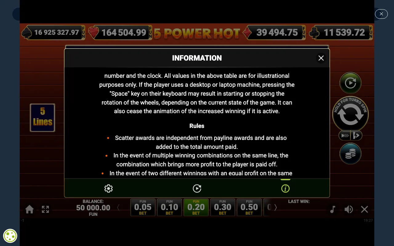 Game rules, page 6 — 5 Power Hot