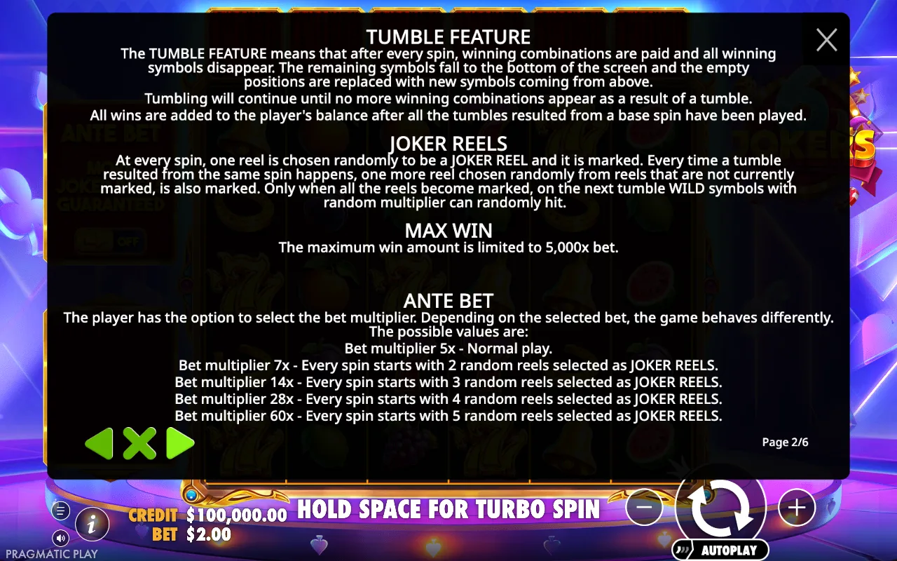 Game rules, page 2 — 6 Jokers