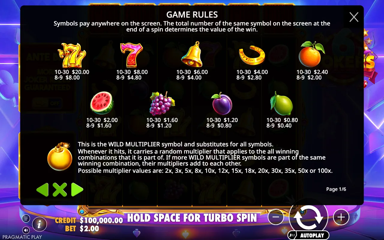 Game rules, page 7 — 6 Jokers