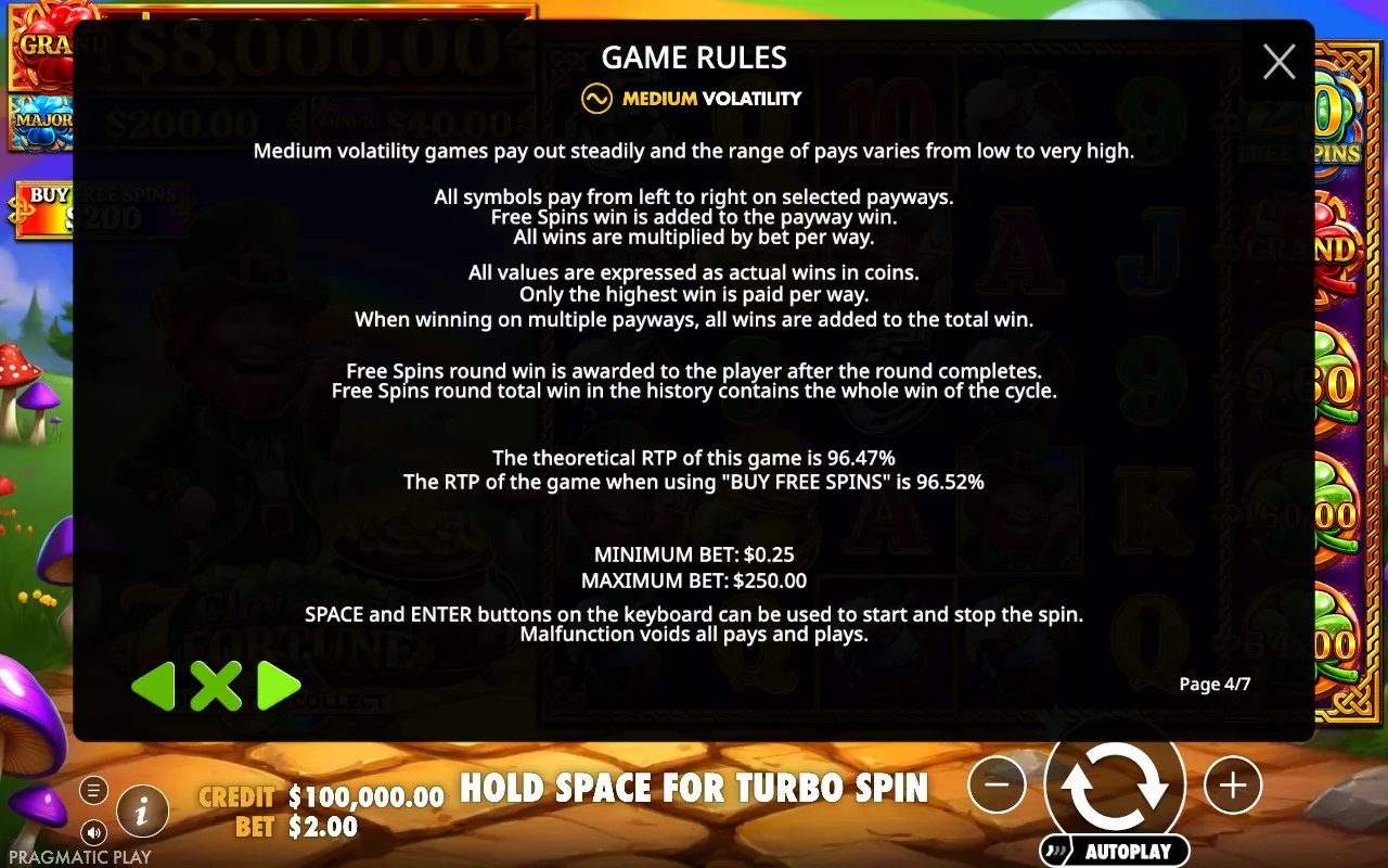 Game rules, page 4 — 7 Clovers of Fortune