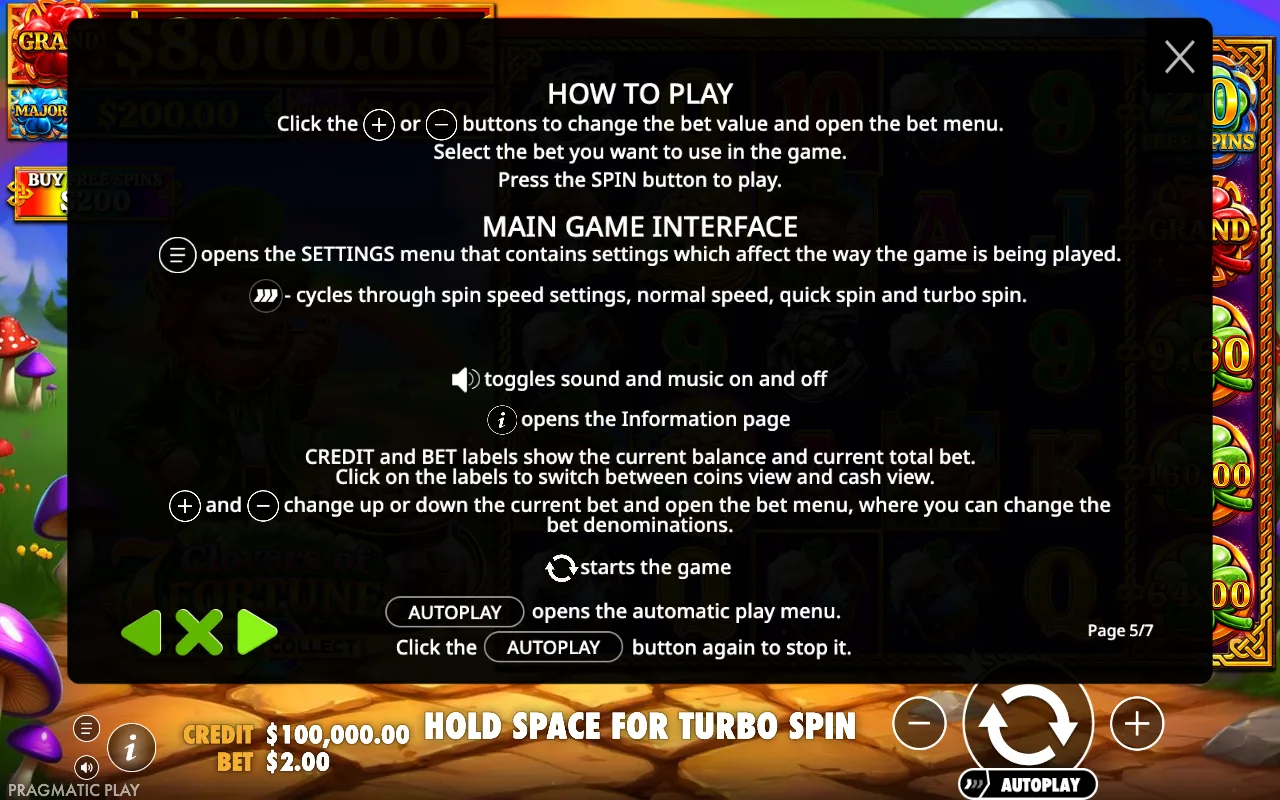How to play — 7 Clovers of Fortune