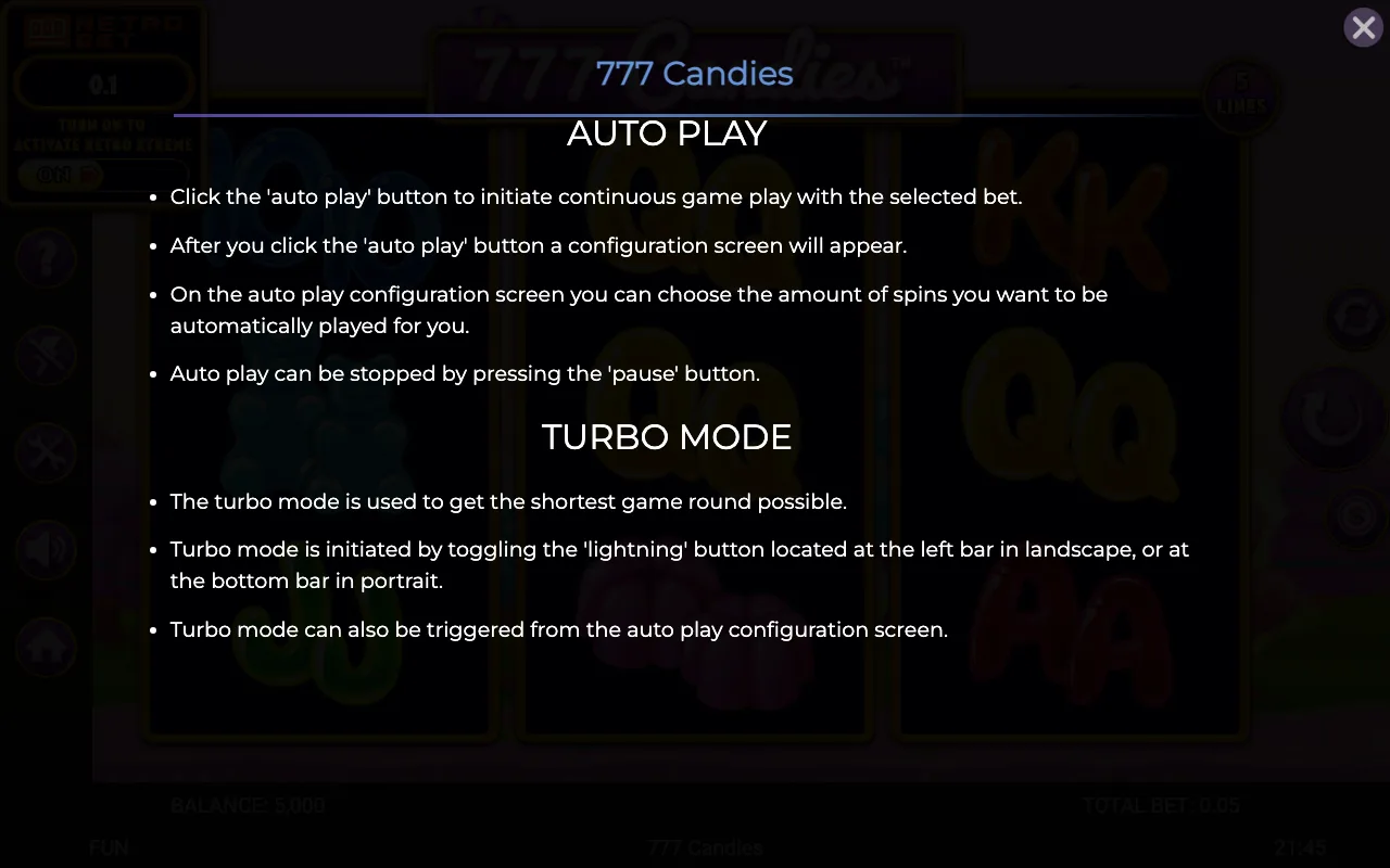 Game rules, page 5 — 777 Candies