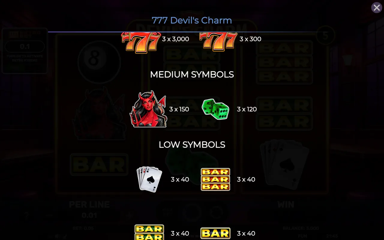 Medium symbols — 777 Devils Charm