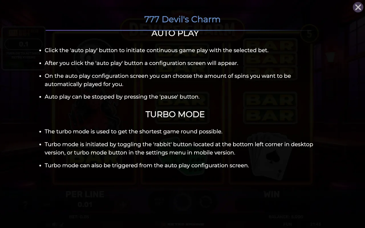 Game rules, page 6 — 777 Devils Charm