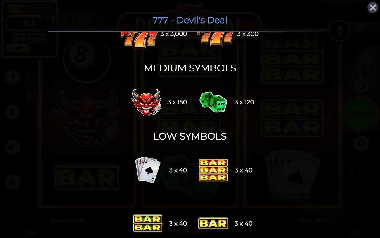 Medium symbols — 777 Devils Deal