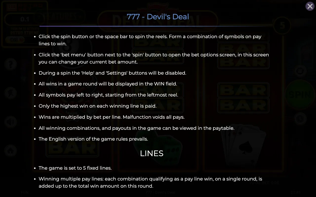 Game rules, page 4 — 777 Devils Deal