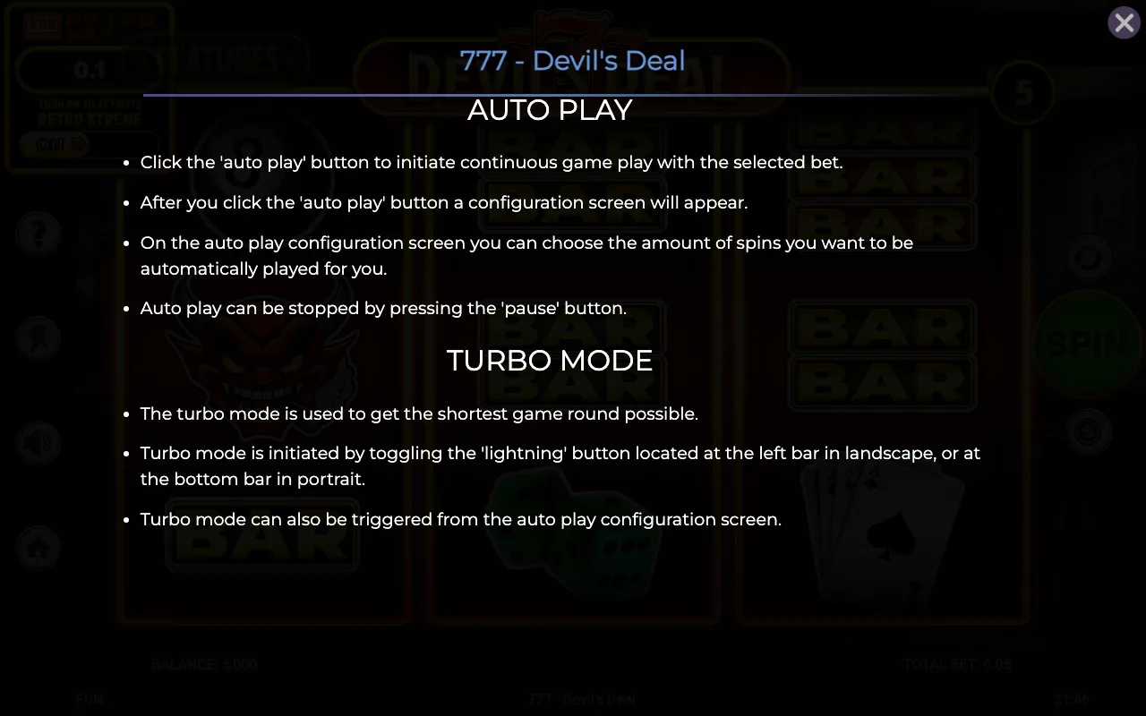 Game rules, page 5 — 777 Devils Deal