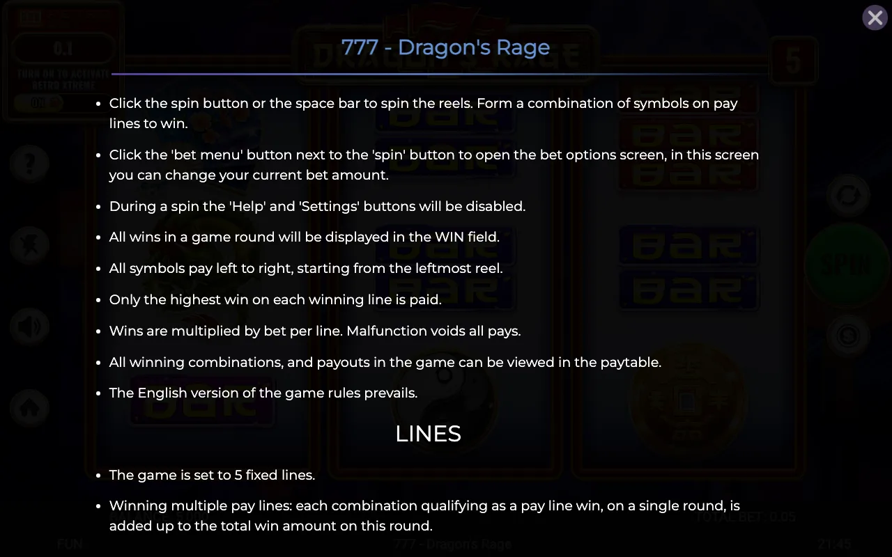 Game rules, page 4 — 777 Dragons Rage