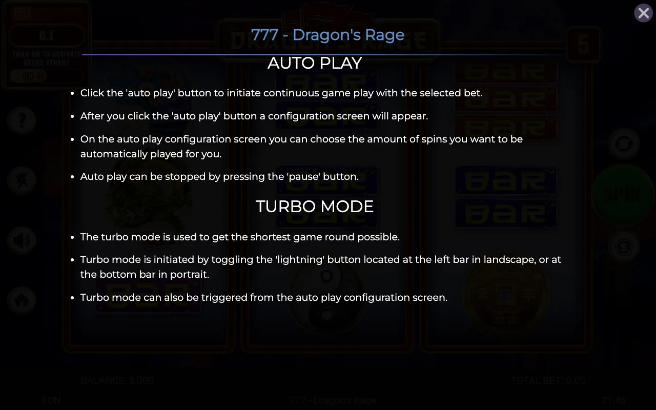 Game rules, page 5 — 777 Dragons Rage