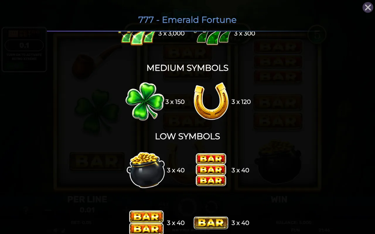 Medium symbols — 777 Emerald Fortune