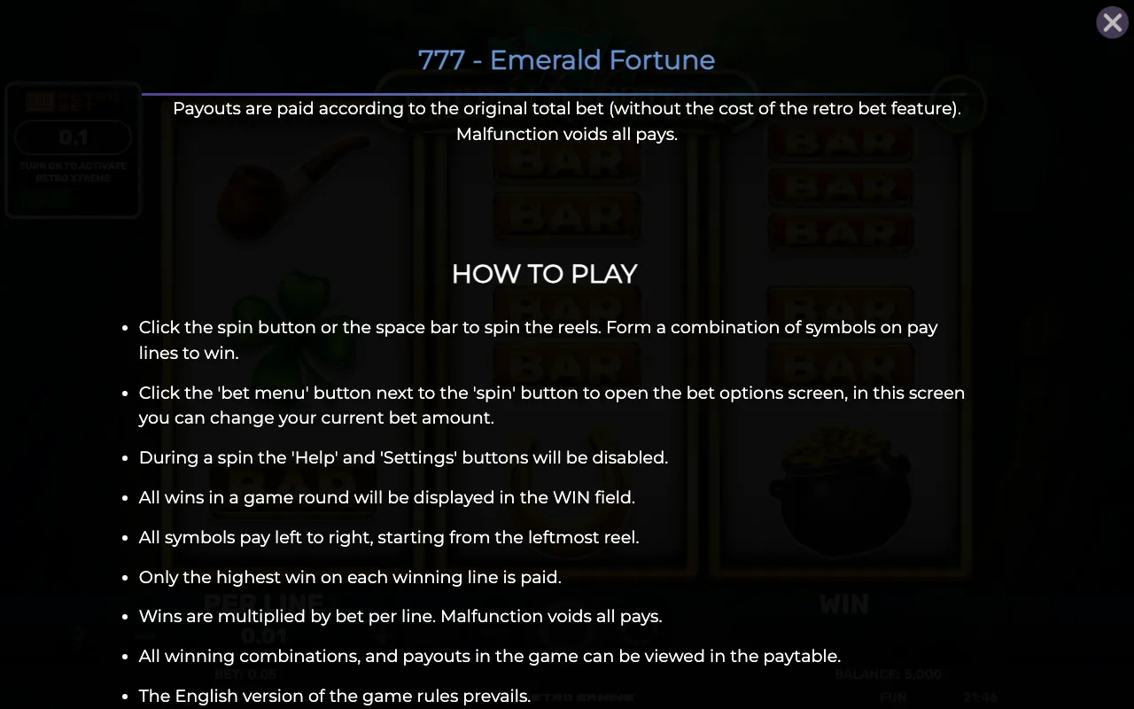 How to play — 777 Emerald Fortune