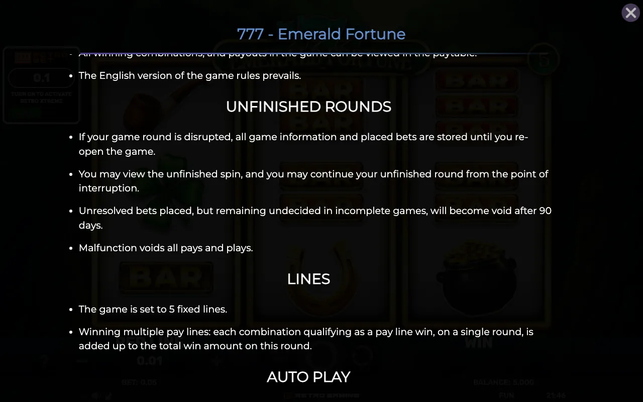 Game rules, page 5 — 777 Emerald Fortune