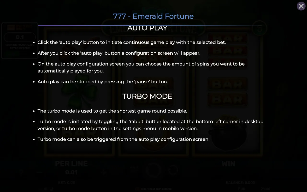 Game rules, page 6 — 777 Emerald Fortune