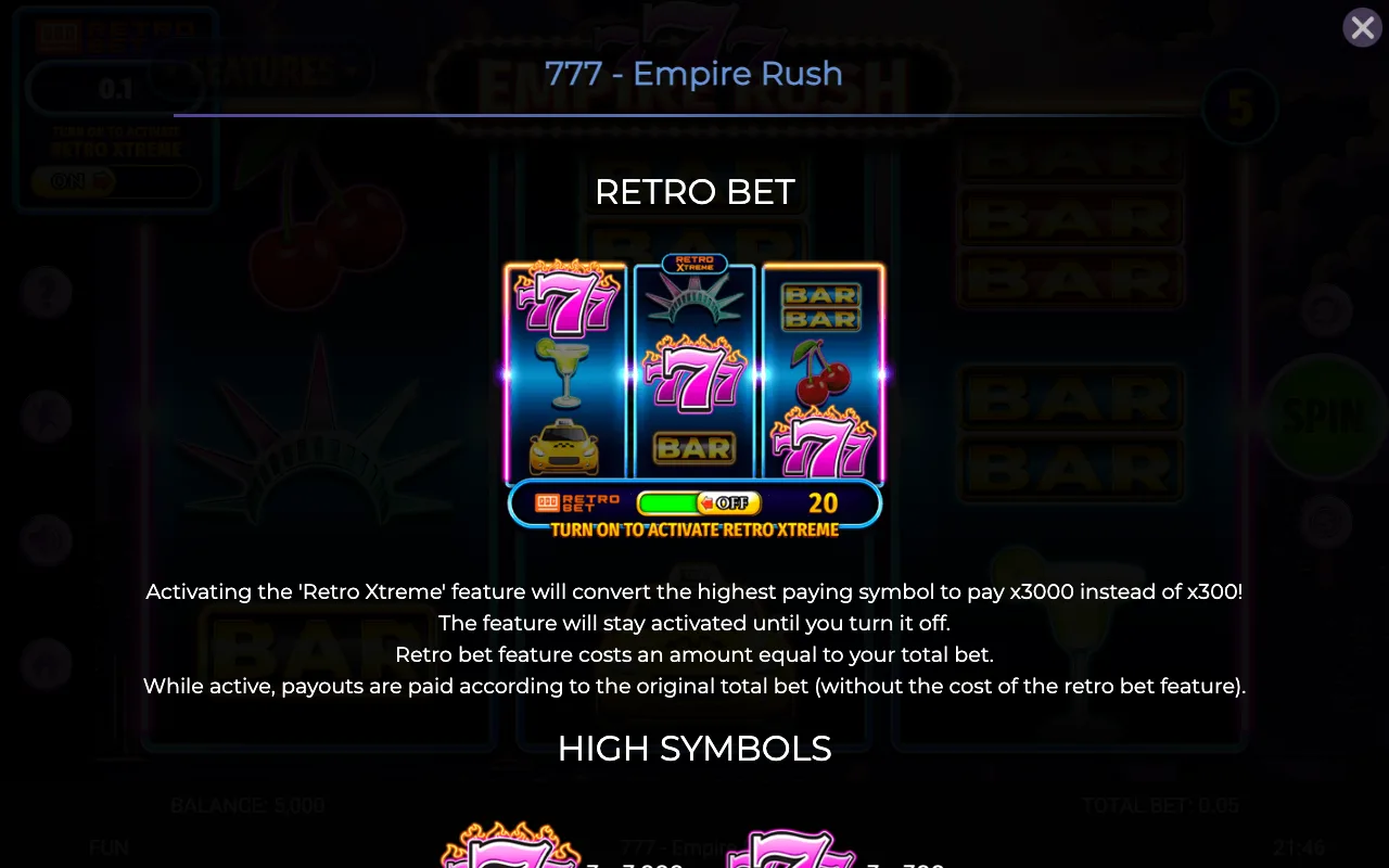 Game rules, page 1 — 777 Empire Rush