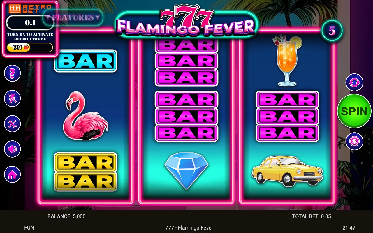 The base game — 777 Flamingo Fever
