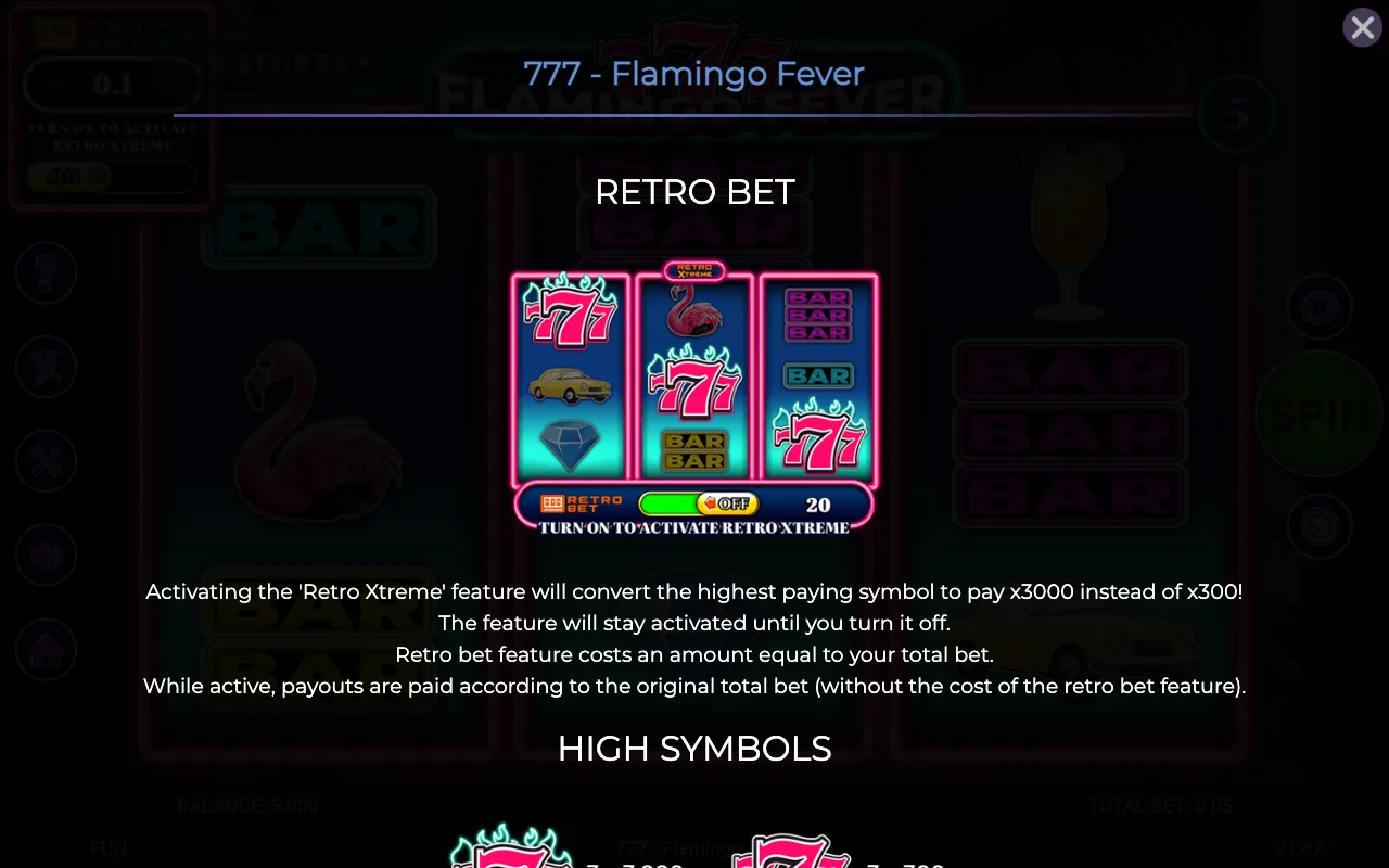 Game rules, page 1 — 777 Flamingo Fever