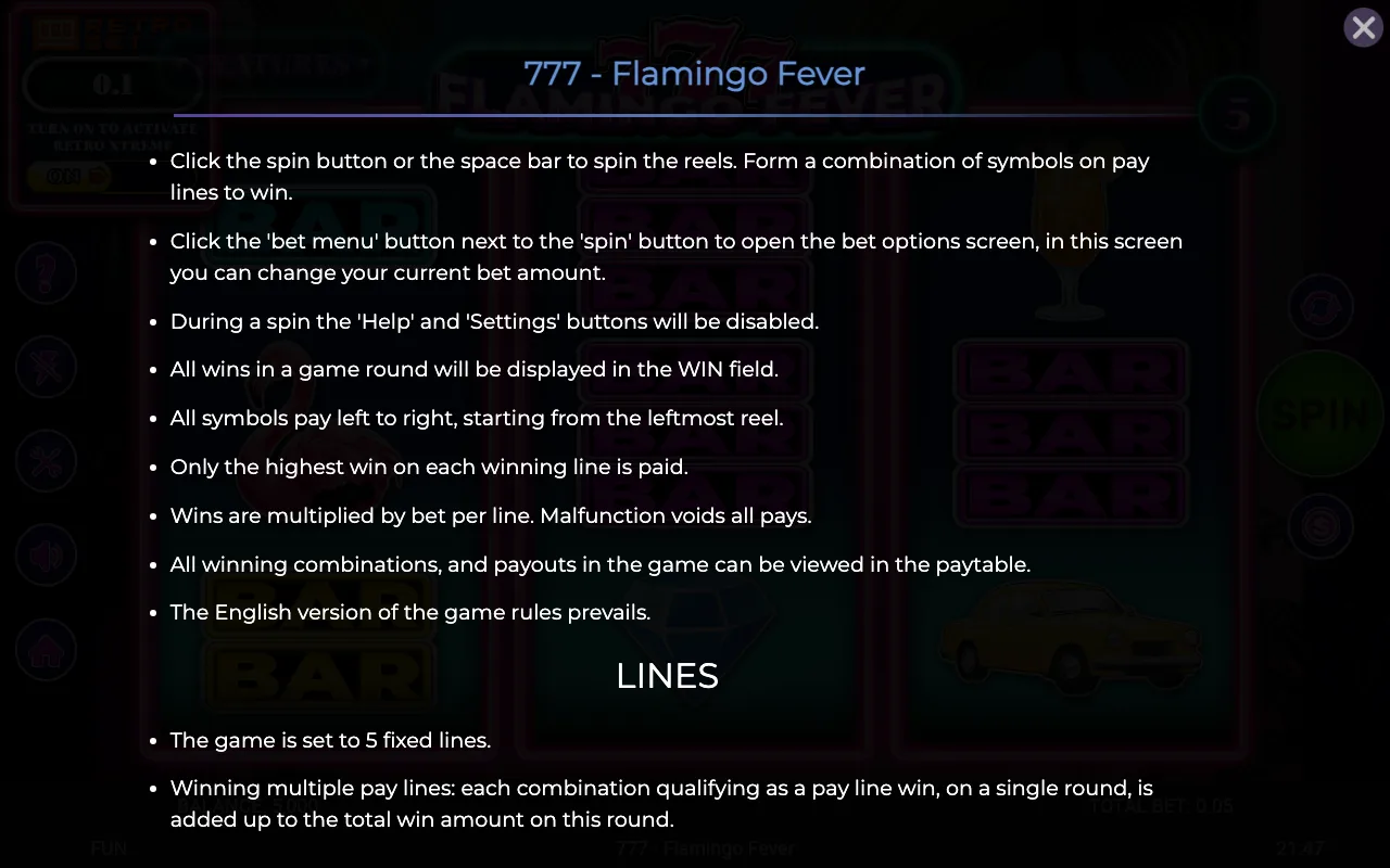 Game rules, page 4 — 777 Flamingo Fever
