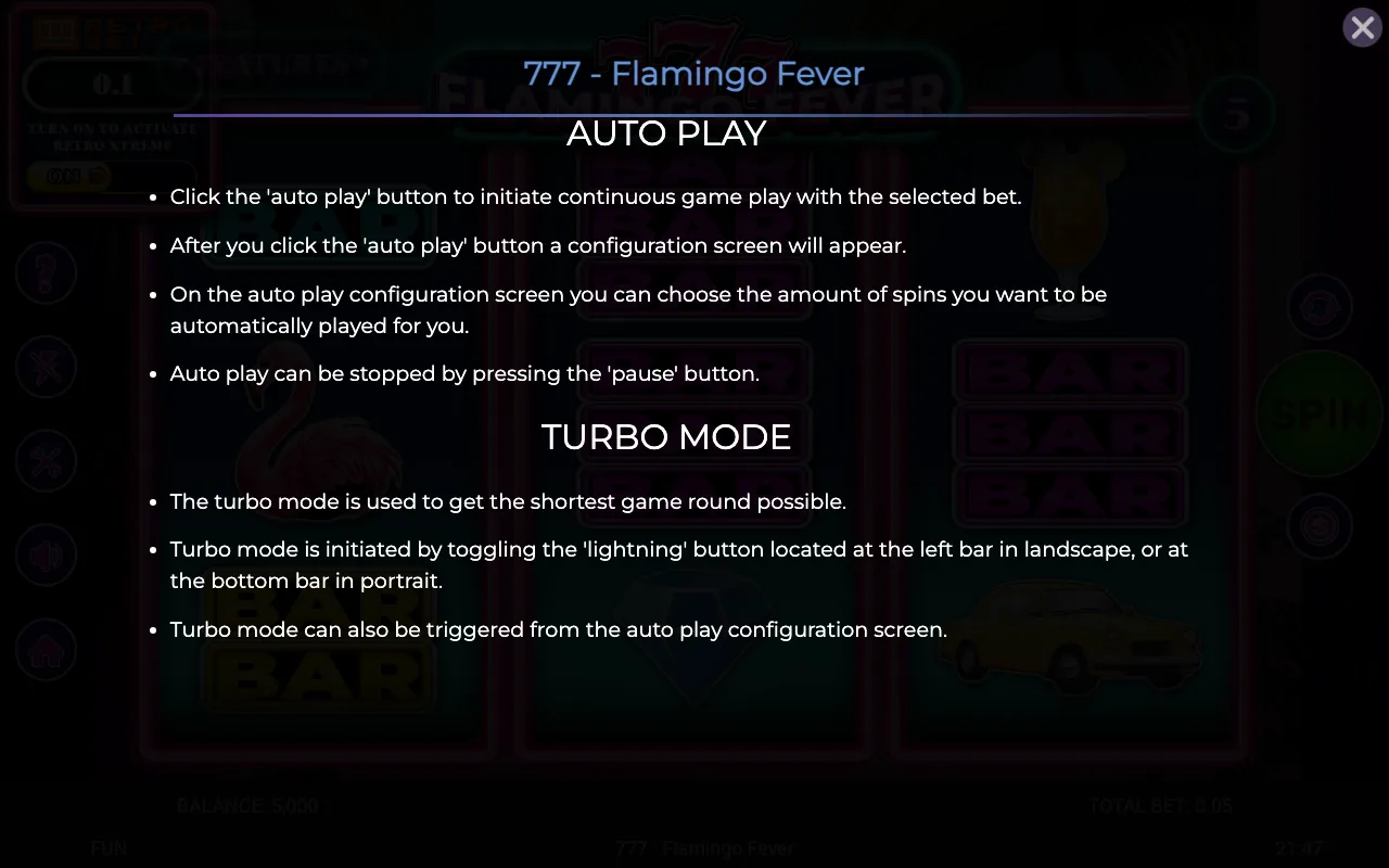Game rules, page 5 — 777 Flamingo Fever