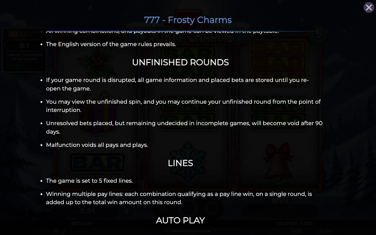 Game rules, page 5 — 777 Frosty Charms
