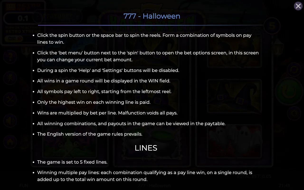 Game rules, page 4 — 777 Halloween