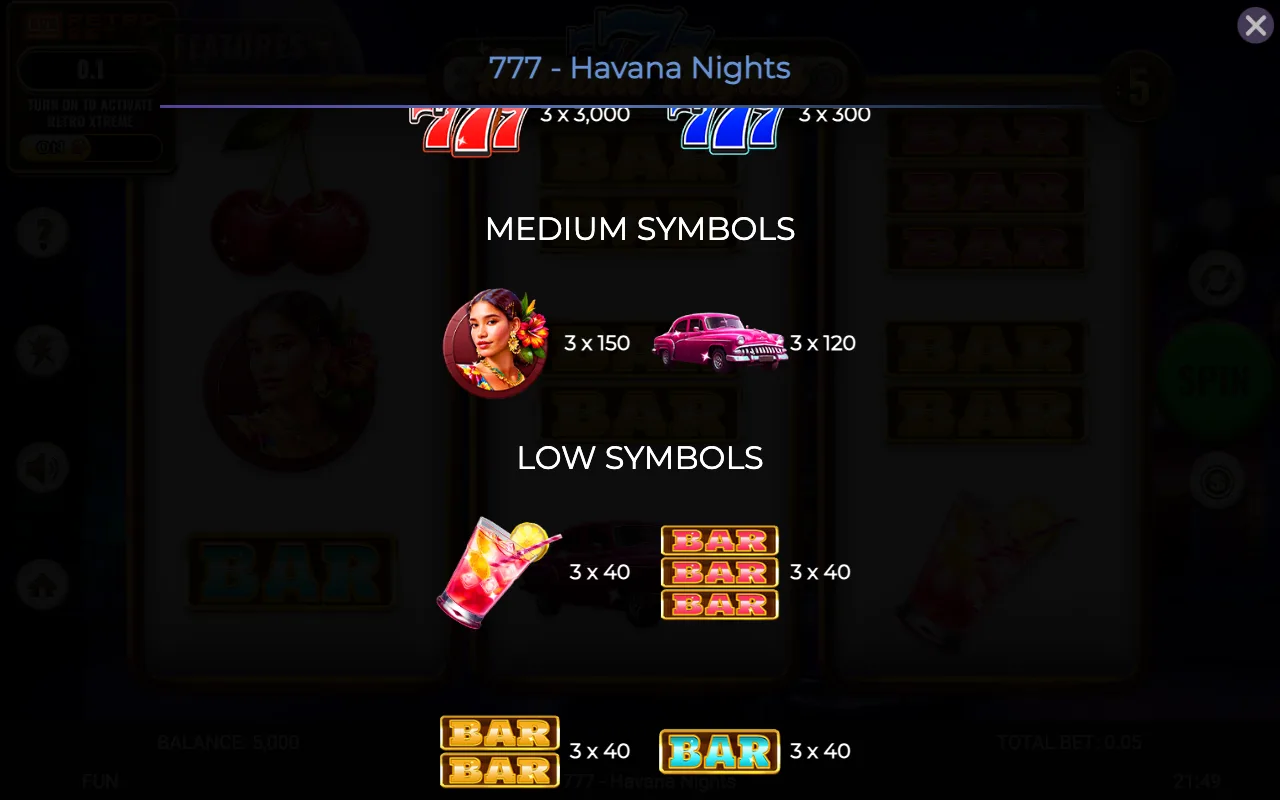 Medium symbols — 777 Havana Nights
