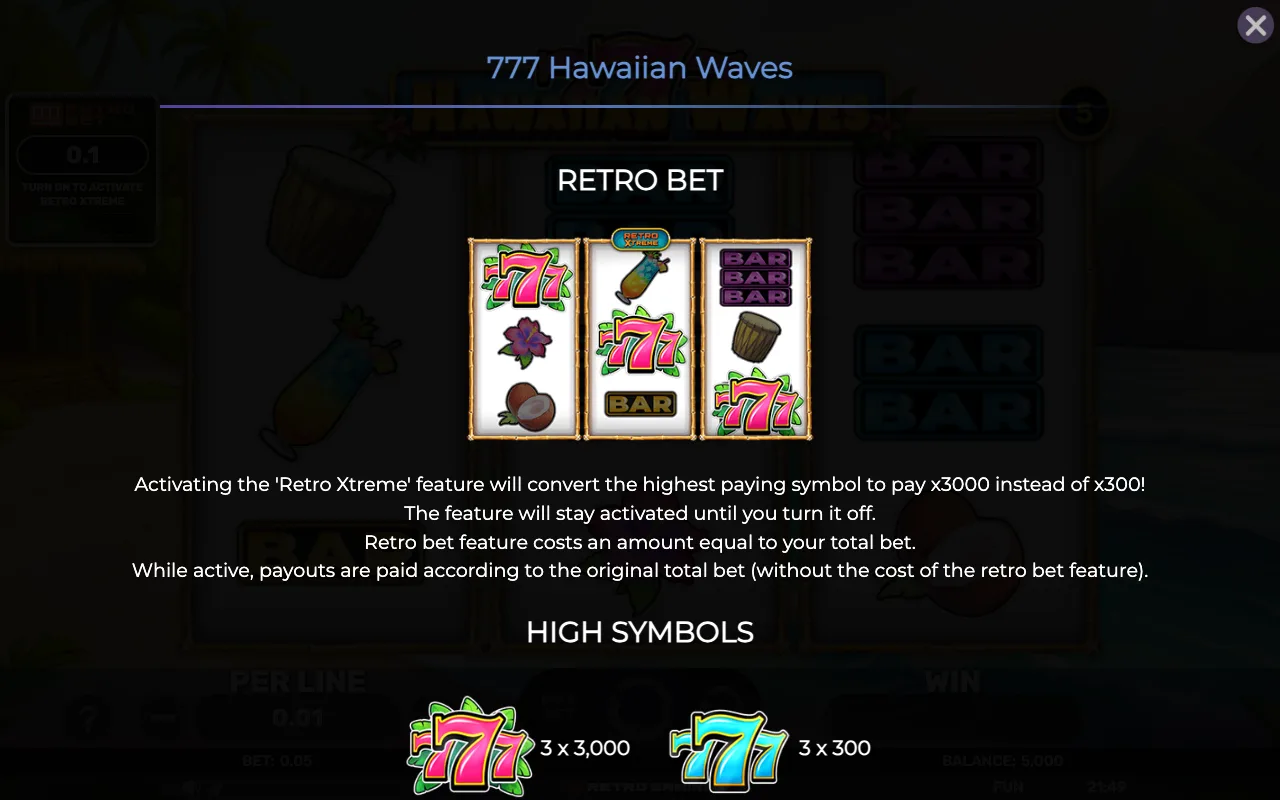 Game rules, page 1 — 777 Hawaiian Waves