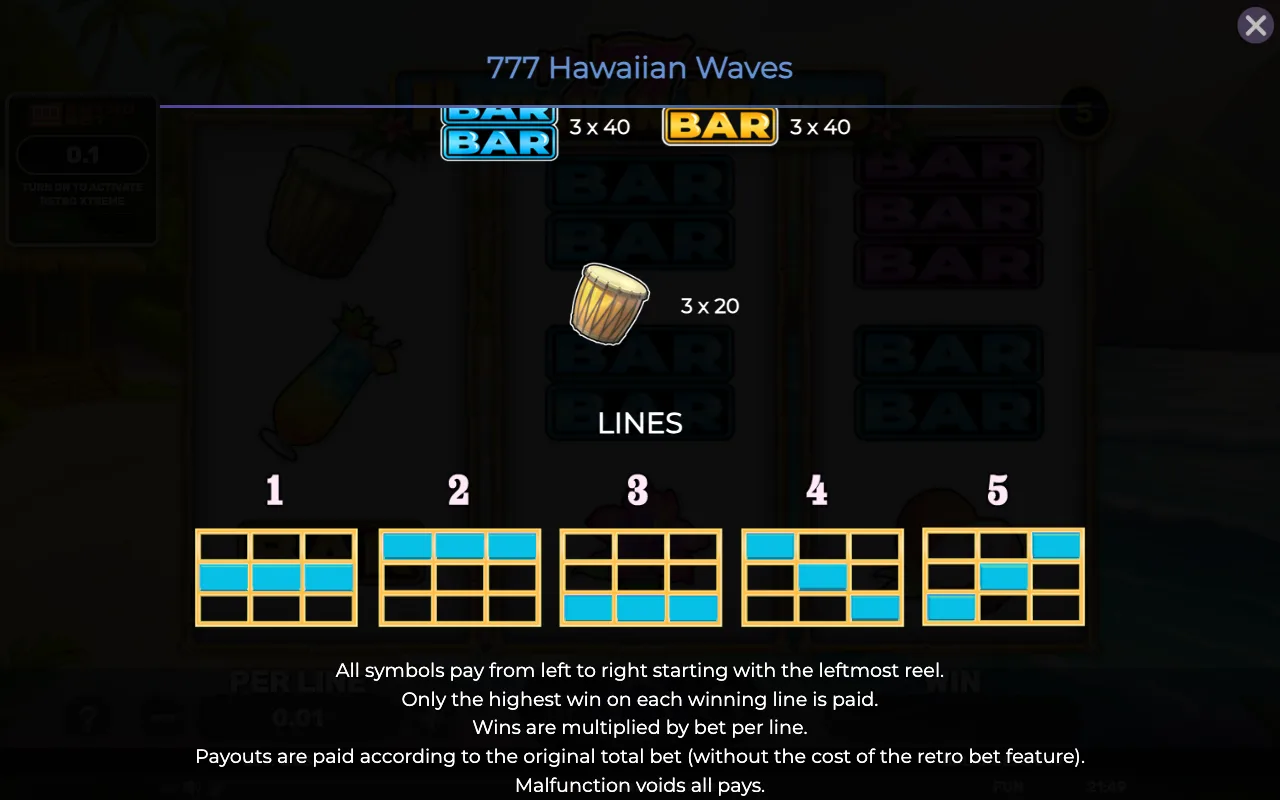 Game rules, page 3 — 777 Hawaiian Waves