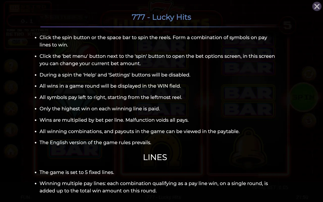 Game rules, page 4 — 777 Lucky Hits
