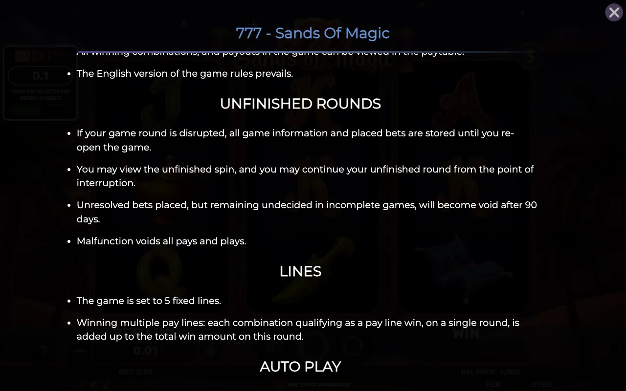 Game rules, page 5 — 777 Sands of Magic