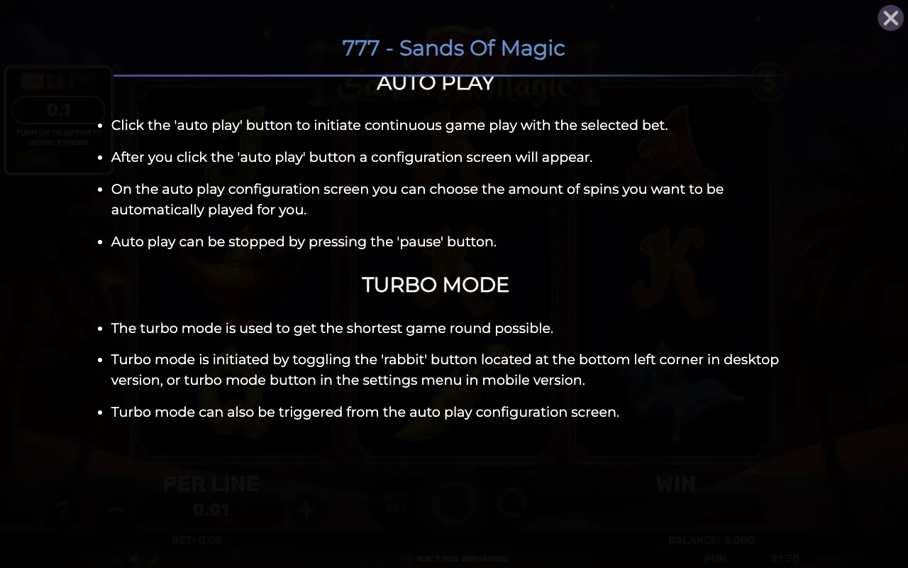 Game rules, page 6 — 777 Sands of Magic