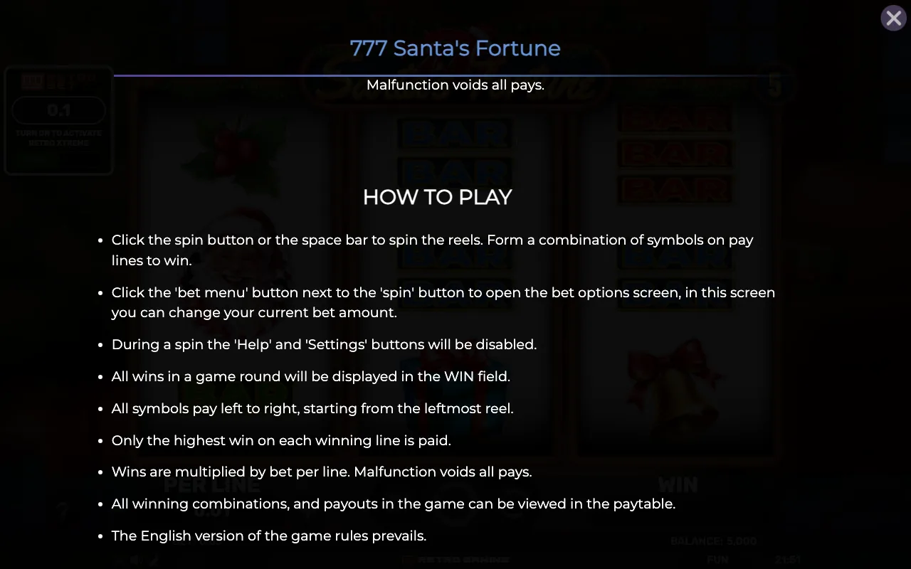 How to play — 777 Santas Fortune