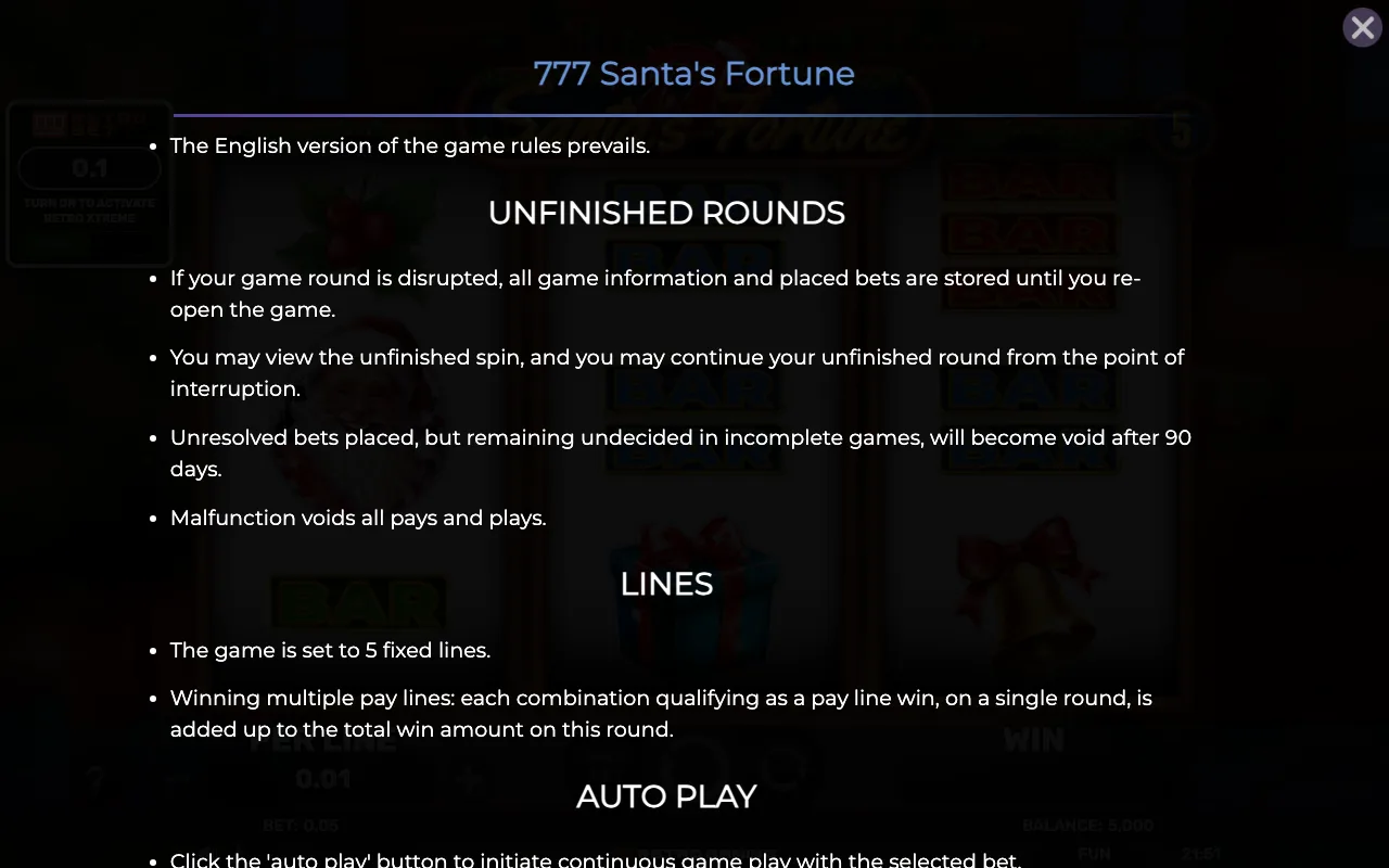Game rules, page 5 — 777 Santas Fortune