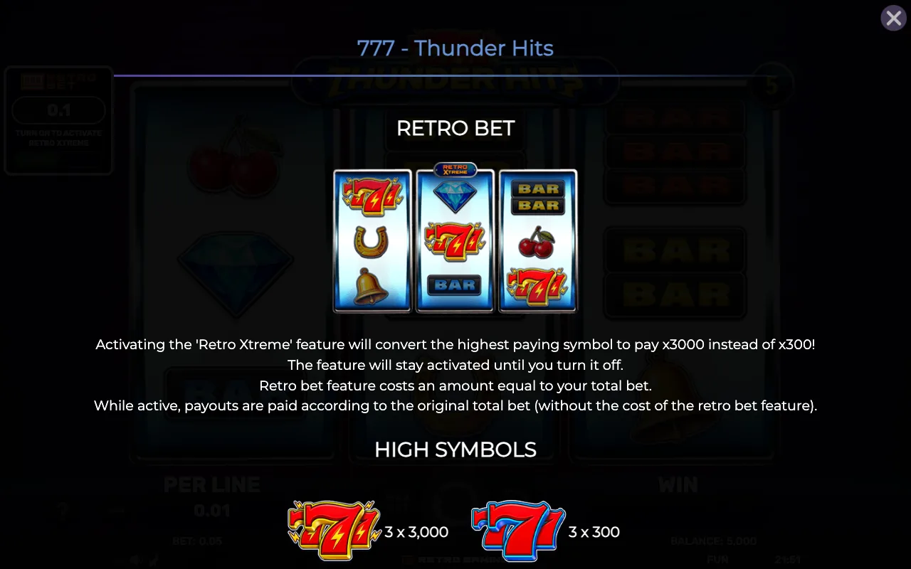 Game rules, page 1 — 777 Thunder Hits
