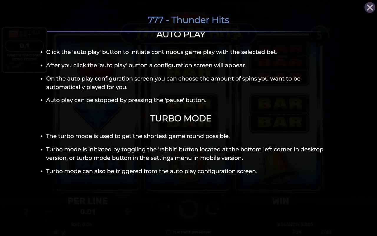 Game rules, page 6 — 777 Thunder Hits