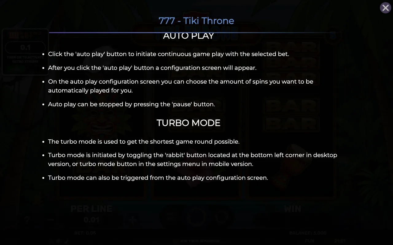 Game rules, page 6 — 777 Tiki Throne