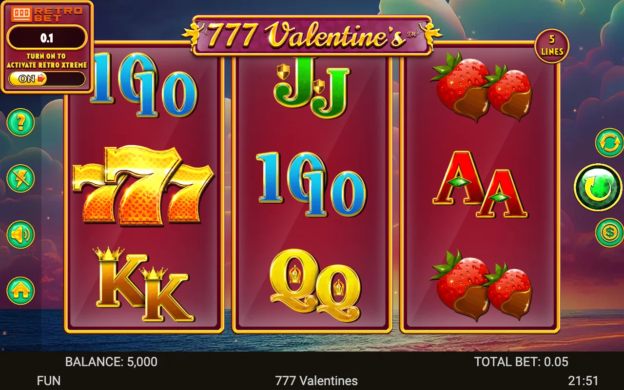 The base game — 777 Valentines