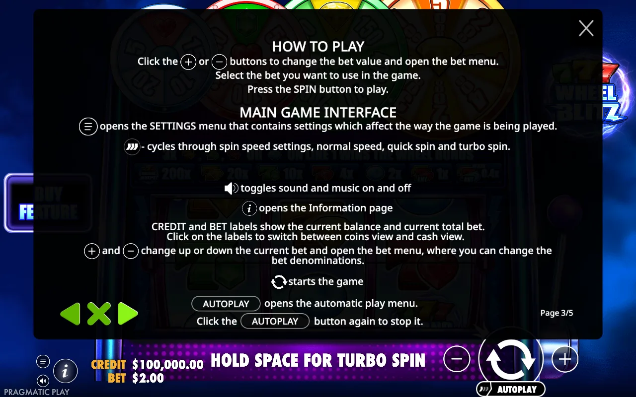 How to play — 777 Wheel Blitz